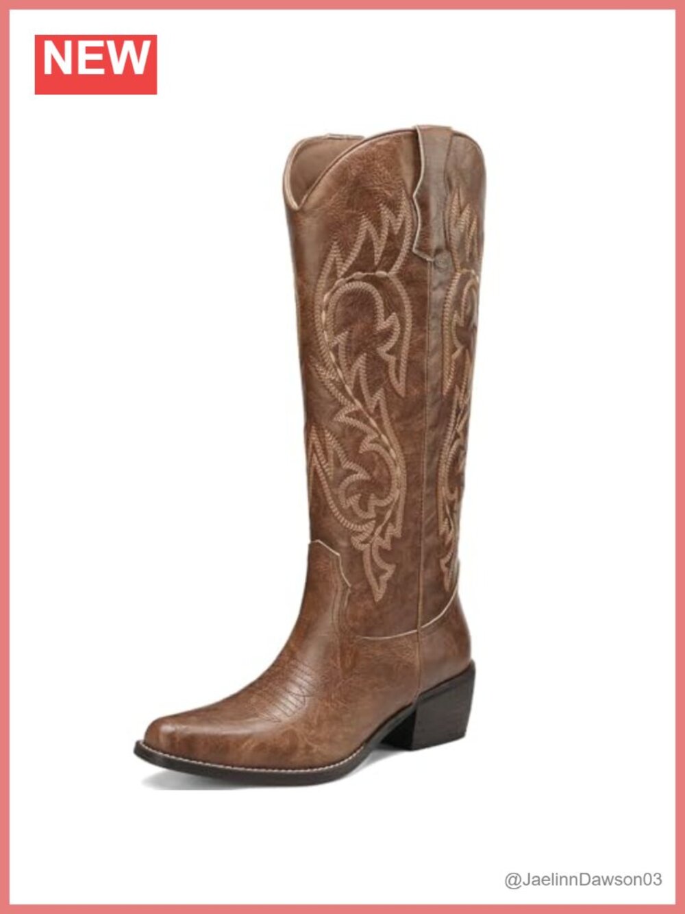 Women's Knee-High Western Cowboy Boots Faux Leather Snip Toe Chunky Heel
